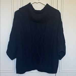 White House Black Market Cable Knit Short Sleeve Turtleneck Sweater